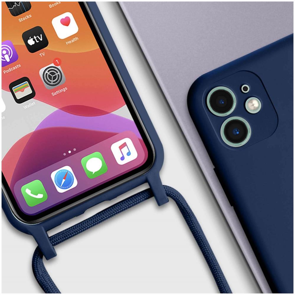 Cover Semirigida Per Iphone 11 Cordino Nylon Intrecciato 80 Cm Blu - Foto 5