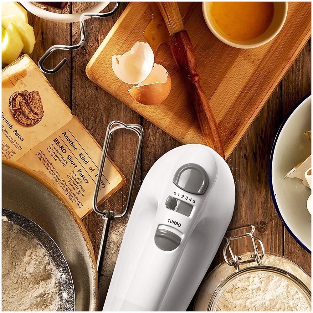 Hm4 / w Sbattitore Elettrico A Mano 400 W - Frusta Elettrica 5 Velocità - Porta Accessori Incluso - Sbattitori, Ganci E Frusta Inclusi - Ideale Per Dolci / Torte / Creme / Pasticceria - Foto 6