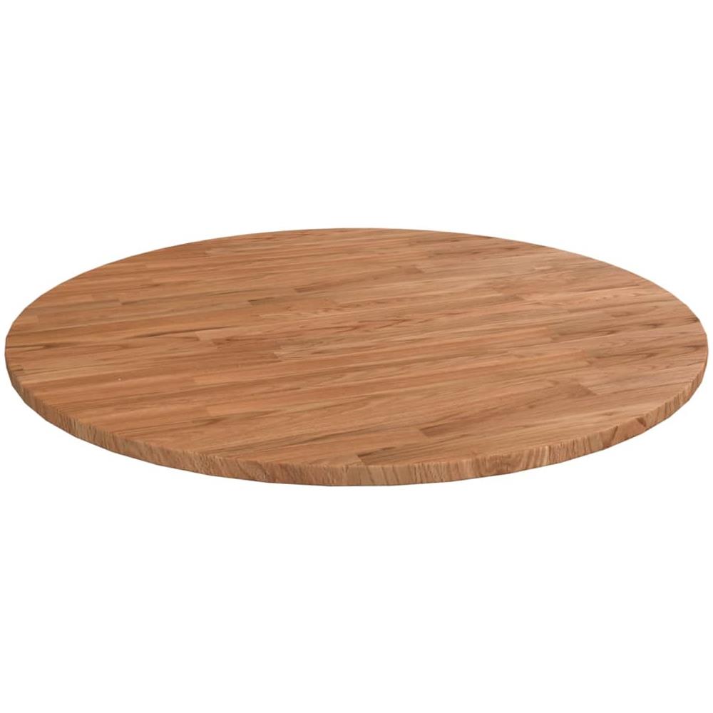 Piano Tavolo Rotondo Marrone Chiaro 90x1,5 Cm Rovere Trattato - Foto 1