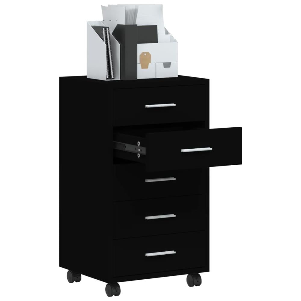 Cassettiera Con Ruote Nero In Legno Multistrato - Foto 4