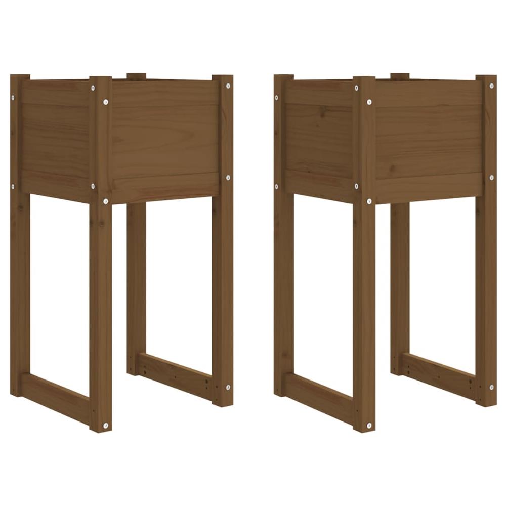 Fioriere 2 pz Miele 40x40x81 cm in Legno Massello di Pino - Foto 2