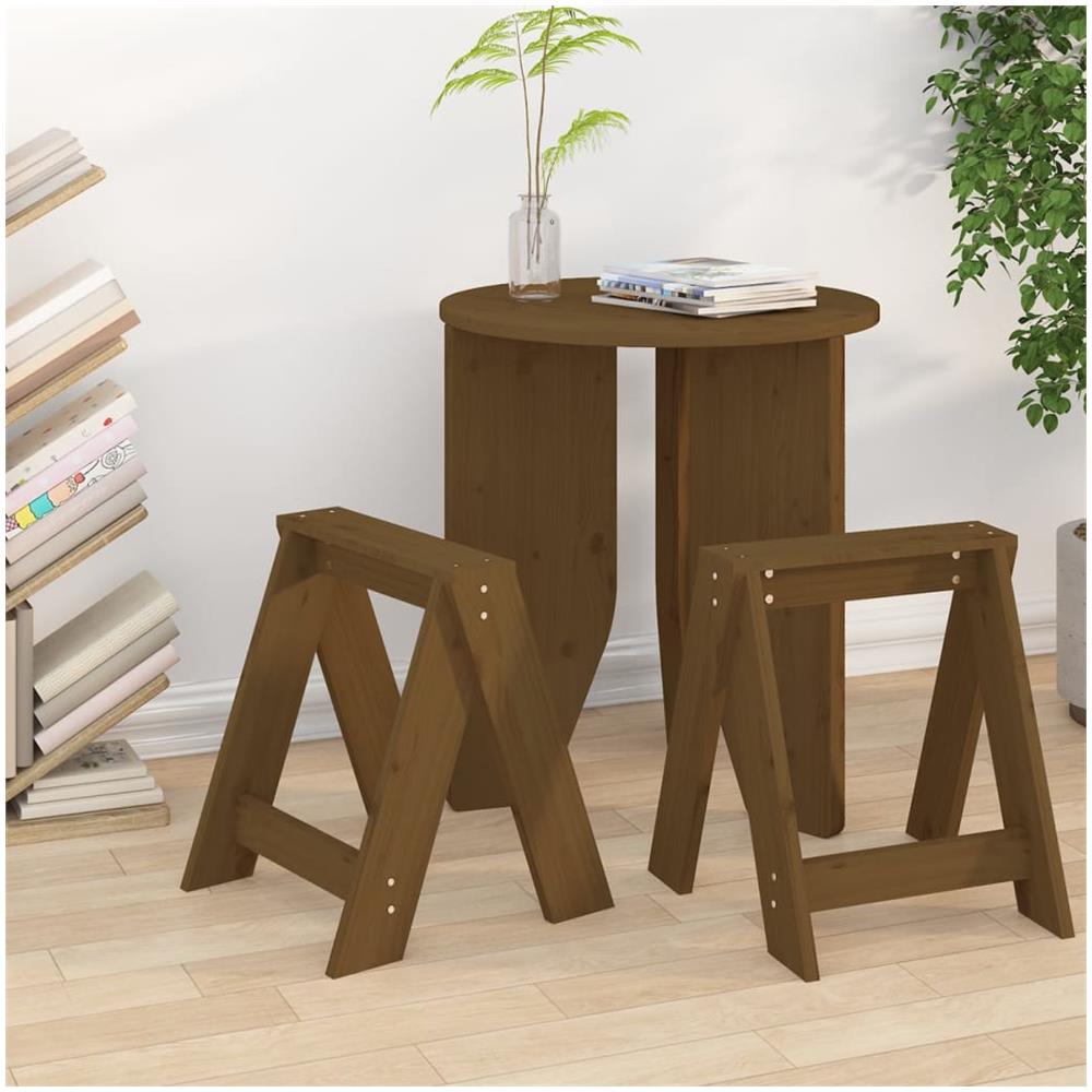 Sgabelli 2 Pz Miele 40x40x45 Cm In Legno Massello Di Pino - Foto 1