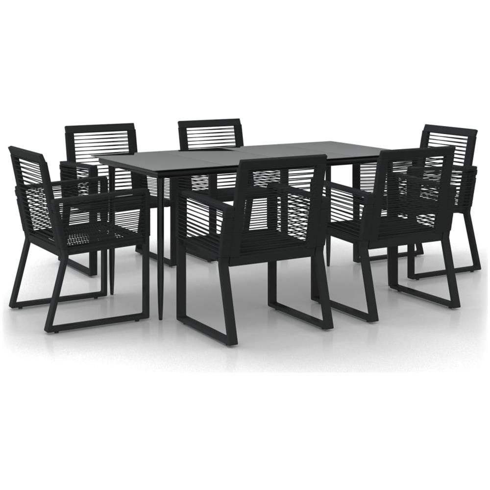 Set Da Pranzo Da Giardino 7 Pz Nero In Rattan Pvc - Foto 2