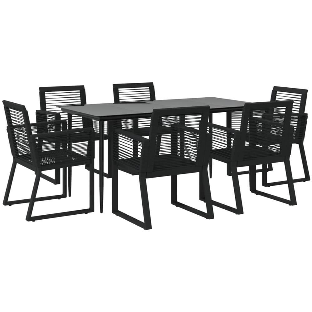 Set Da Pranzo Da Giardino 7 Pz Nero In Rattan Pvc - Foto 3