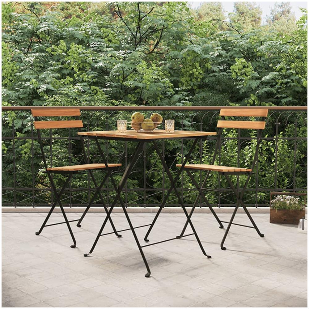 Sedie Pieghevoli Da Bistrò 2 Pz Legno Massello Teak E Acciaio - Foto 1