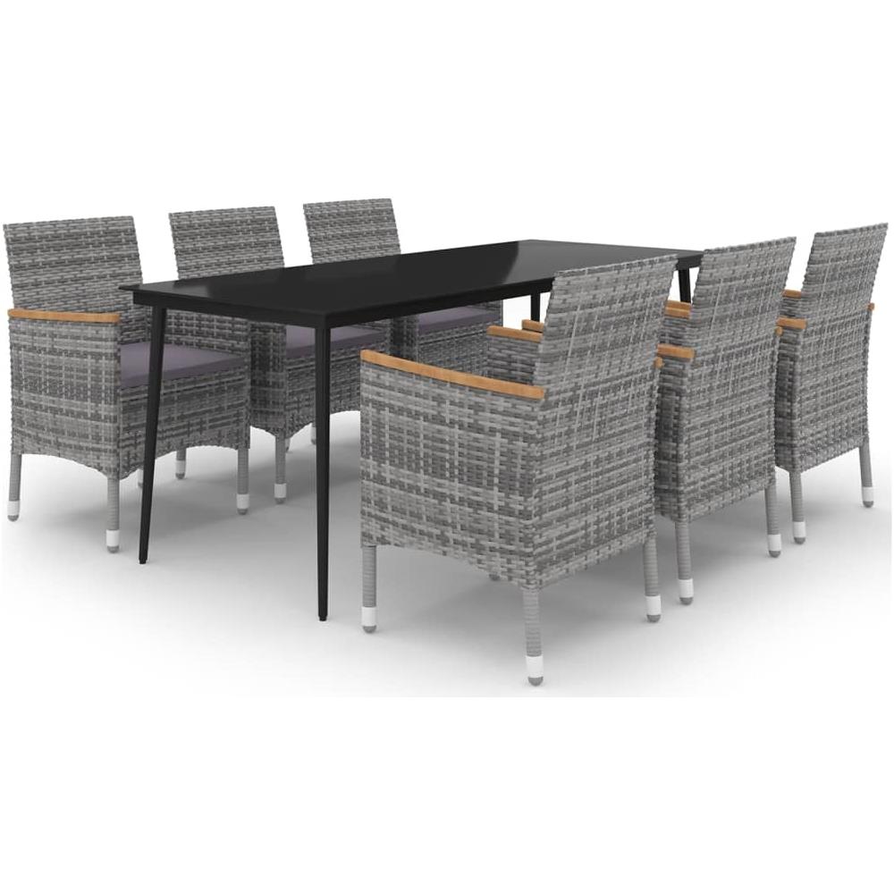 Set Da Pranzo Da Giardino Con Cuscini 7 Pz Polyrattan E Vetro - Foto 2