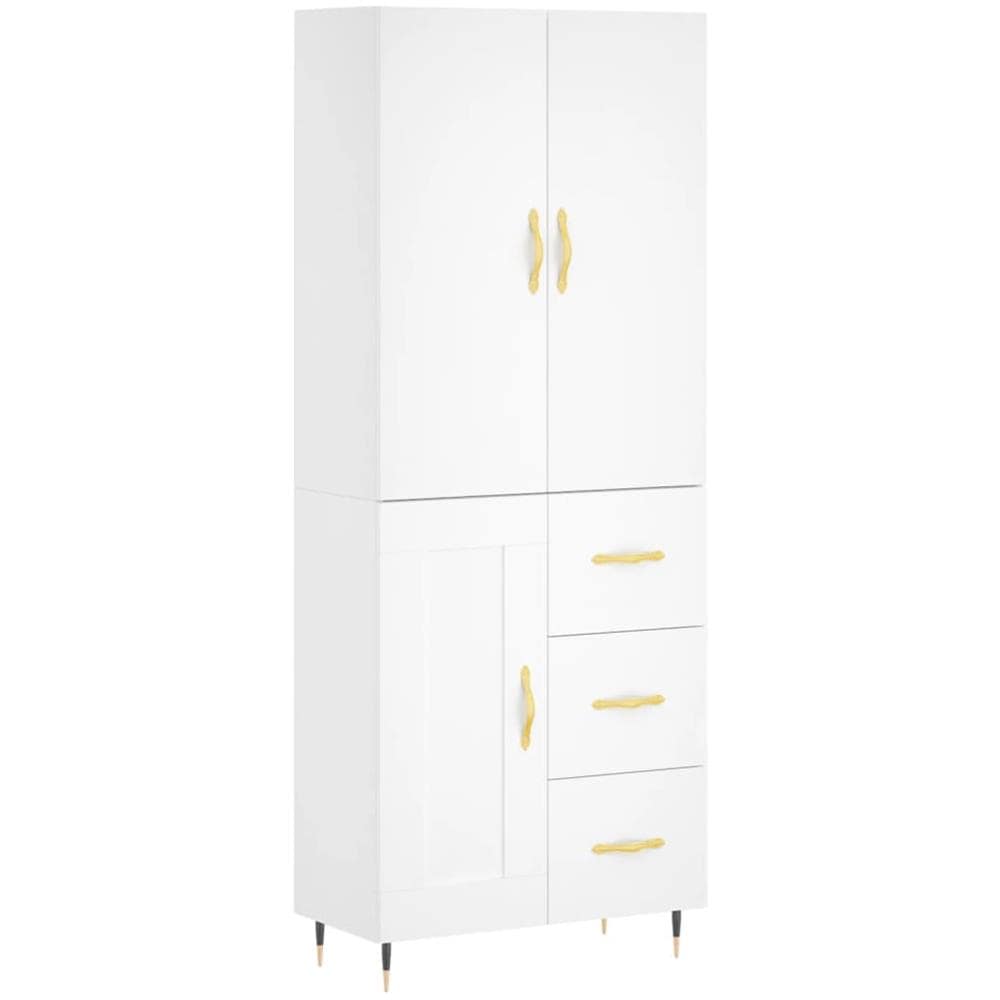 Credenza Bianca 69,5x34x180 Cm In Legno Multistrato - Foto 2