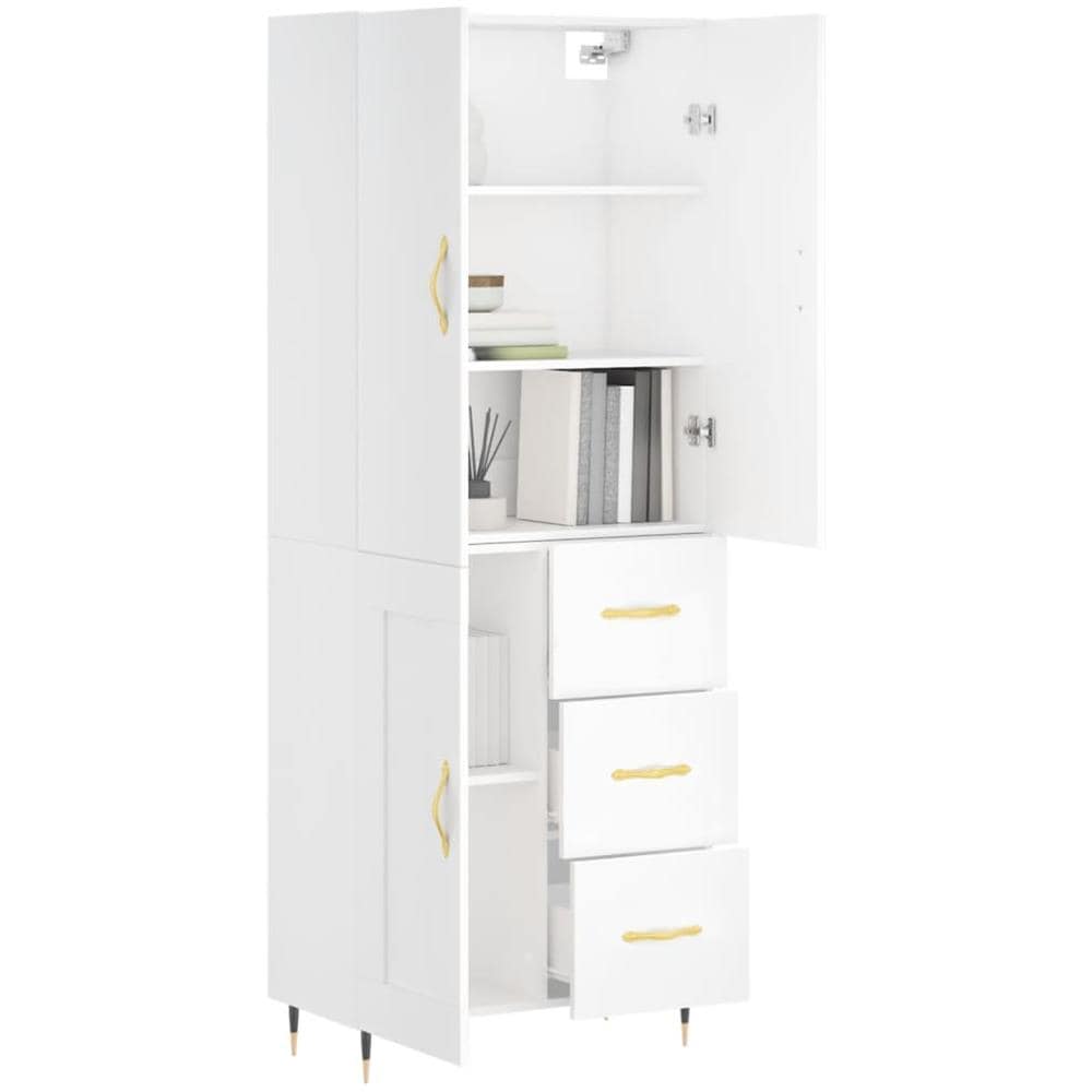 Credenza Bianca 69,5x34x180 Cm In Legno Multistrato - Foto 3