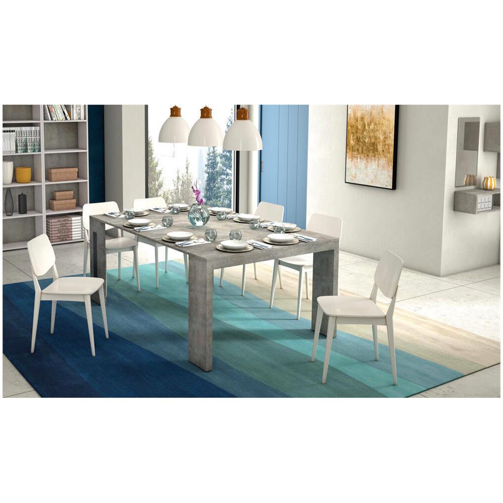 Tavolo Allungabile Glicine, Tavolo Da Pranzo Estensibile, Consolle Multiuso Con Allunghe, 100% Made In Italy, 186x80h76 Cm, Cemento - Foto 1