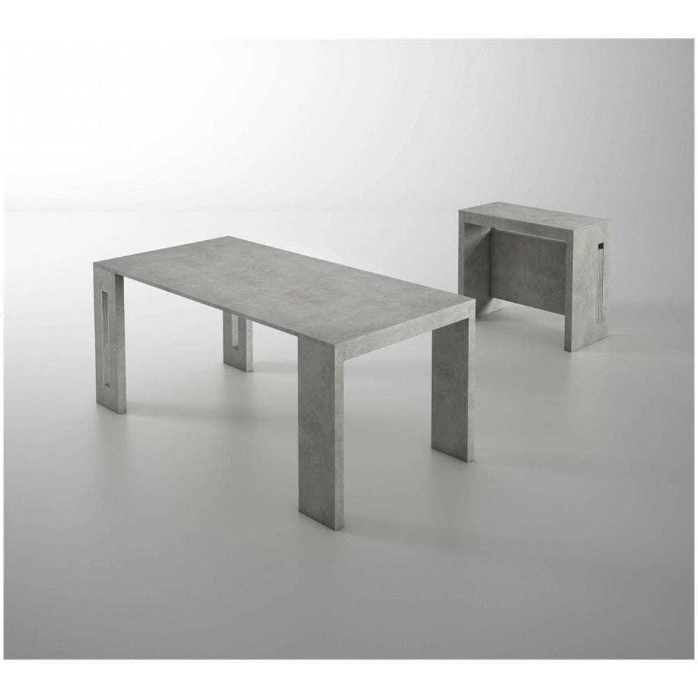 Tavolo Allungabile Glicine, Tavolo Da Pranzo Estensibile, Consolle Multiuso Con Allunghe, 100% Made In Italy, 186x80h76 Cm, Cemento - Foto 2