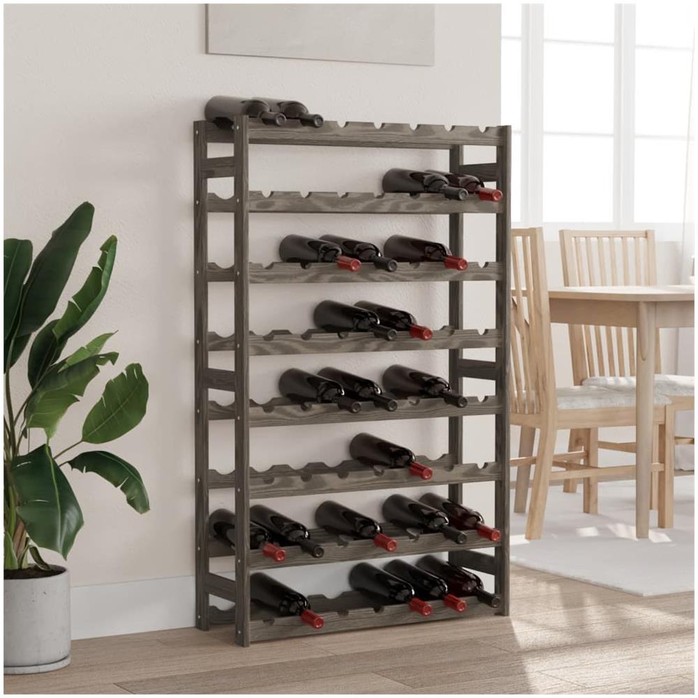 Portabottiglie Per 56 Bottiglie Grigio Legno Massello Di Pino - Foto 1