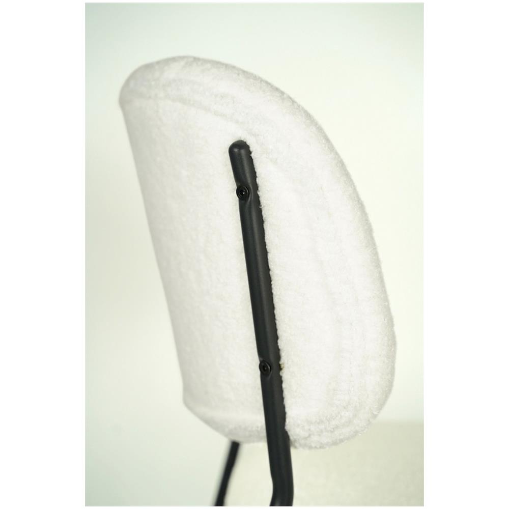 Set 2 Sedie Sala Da Pranzo Rivalta Gambe In Acciaio Nero Opaco, Tessuto Bouclé Bianco - Foto 7