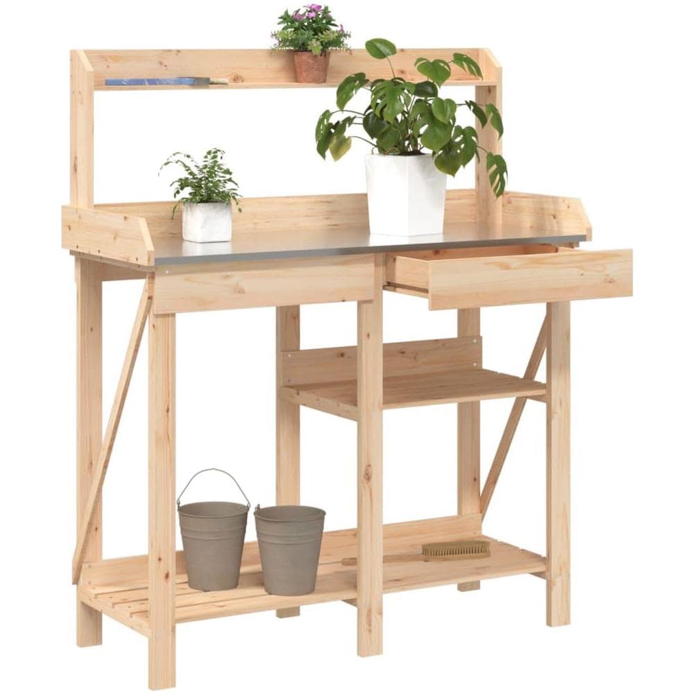 Panca porta Vasi con Ripiani in Legno Massello di Abete - Foto 2