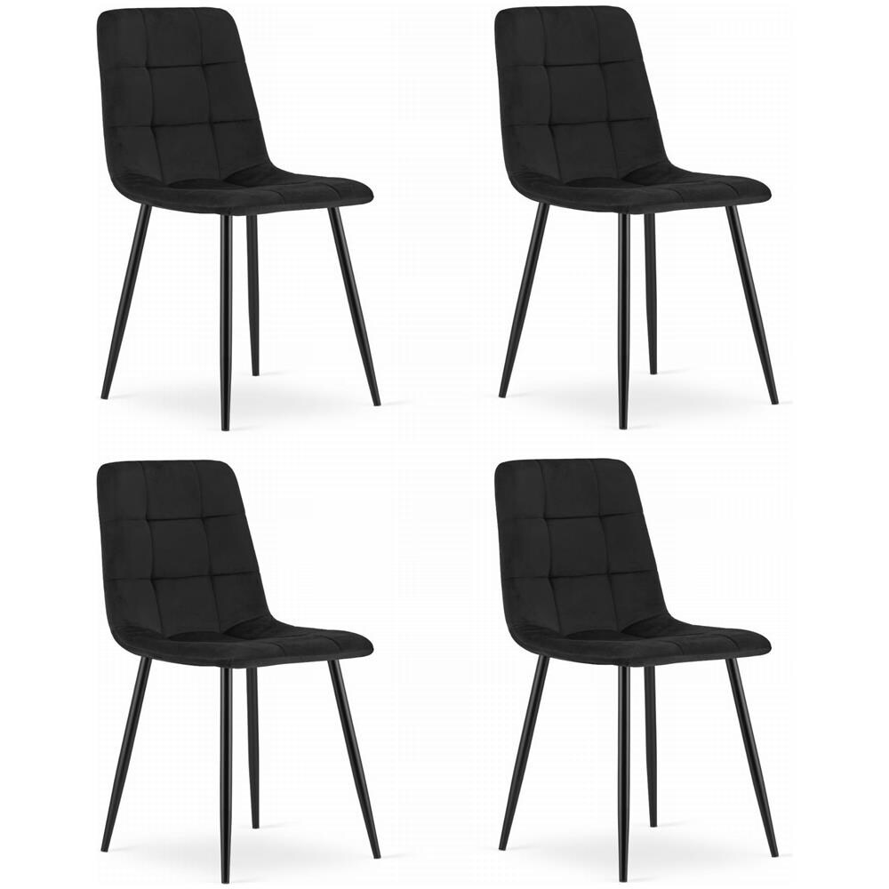 Sedia Valora PYRA in velluto nero dal design moderno per soggiorno x4 - Foto 1