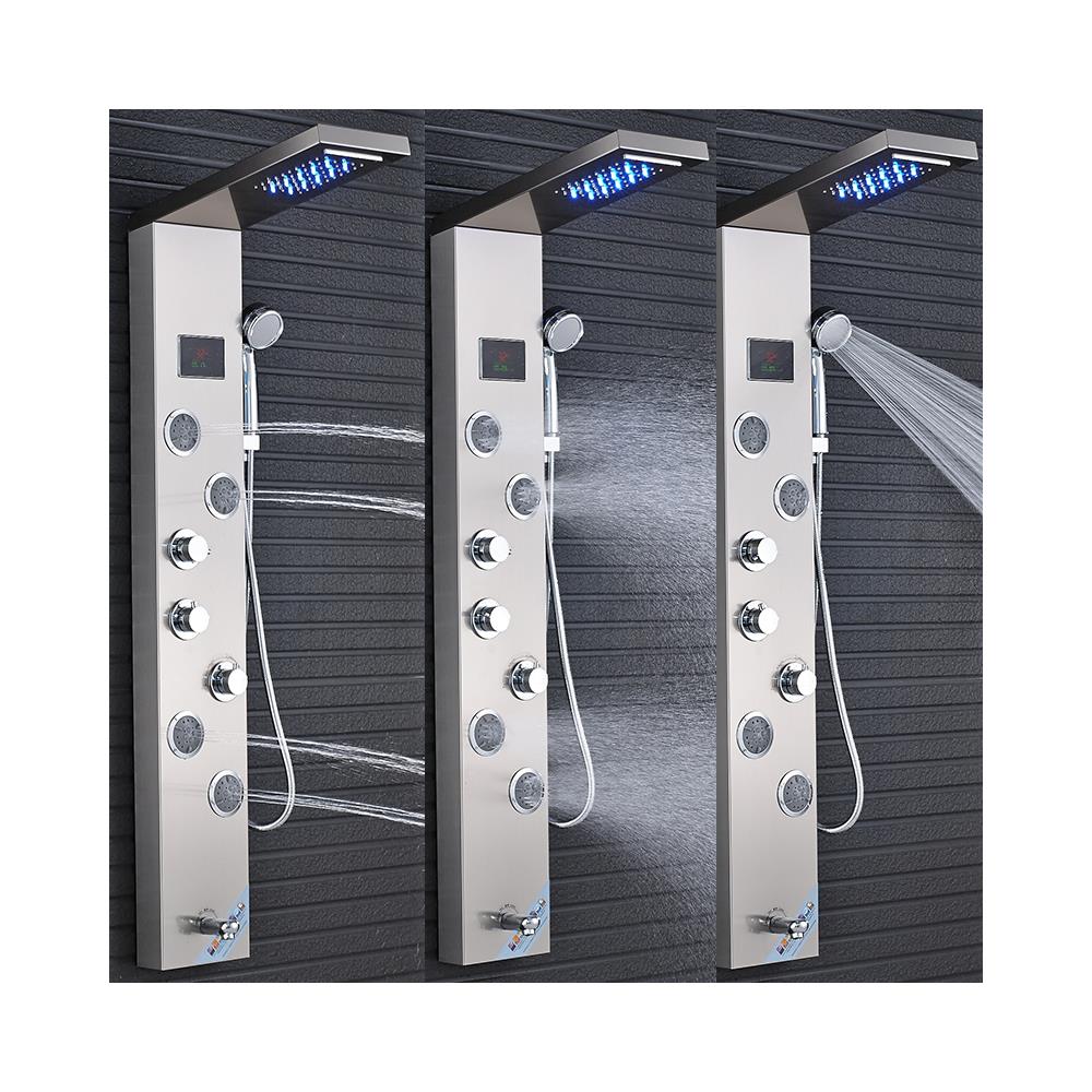 Pannello doccia Blackswan, modello M9001 nichelato con LED, display digitale, bocca e funzioni SPA, misura 114 cm - Foto 4