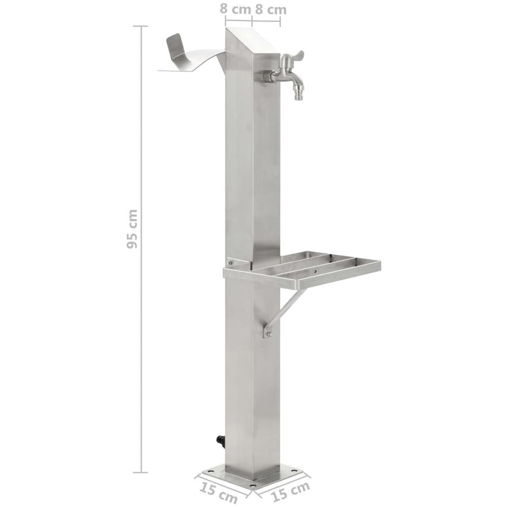Fontanella a Colonna in Acciaio Inossidabile Quadrata 95 cm - Foto 9