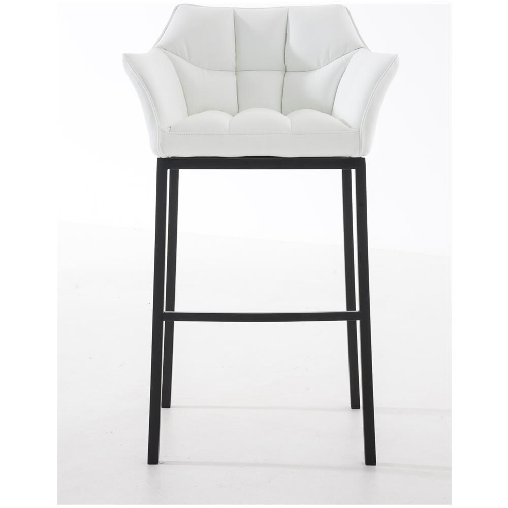 Sgabello Alto Bar DAMASO in Similpelle - Sedia Sgabello con Braccioli e Schienale Imbottiti e Poggiapiedi l Sgabello Fisso Bar Cucina Pub in Acciaio - H 83 cm Bianco Nero - Foto 2