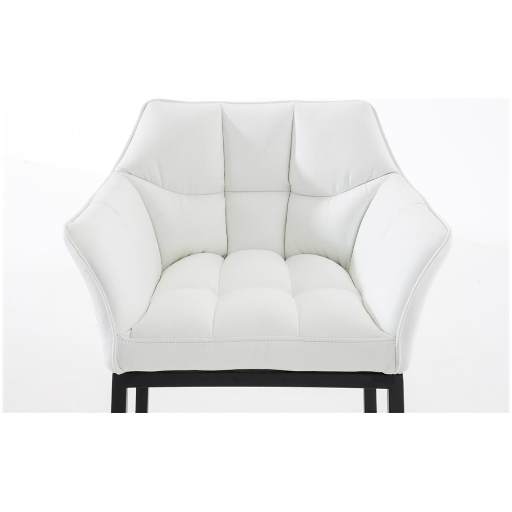 Sgabello Alto Bar DAMASO in Similpelle - Sedia Sgabello con Braccioli e Schienale Imbottiti e Poggiapiedi l Sgabello Fisso Bar Cucina Pub in Acciaio - H 83 cm Bianco Nero - Foto 5