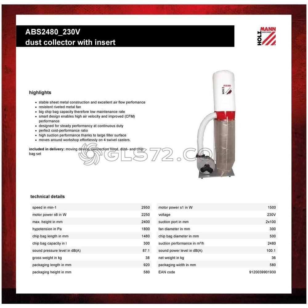 Aspiratore Trucioli Polvere Sacco Aspiratrucioli 1500w Holzmann Abs2480 - Foto 5