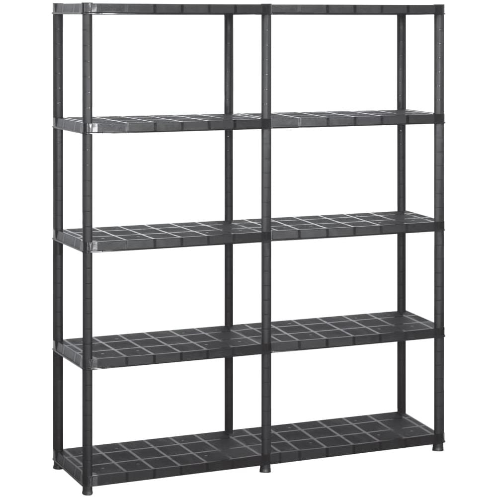 Scaffale A 5 Ripiani Nero 142x38x170 Cm In Plastica - Foto 1