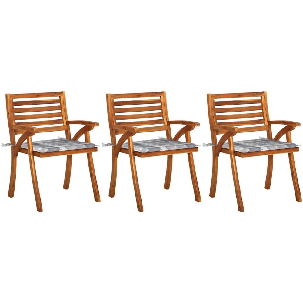 Sedie da Pranzo da Giardino con Cuscini 3 pz Massello di Acacia - Foto 1