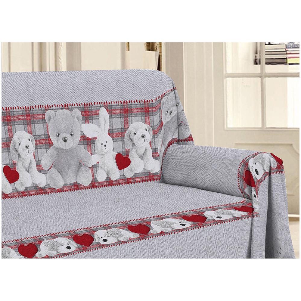 Telo Arredo Multiuso Linea Pensieri Delicati In 100% Cotone Disegno Peluches Matrimoniale Rosso - Foto 5