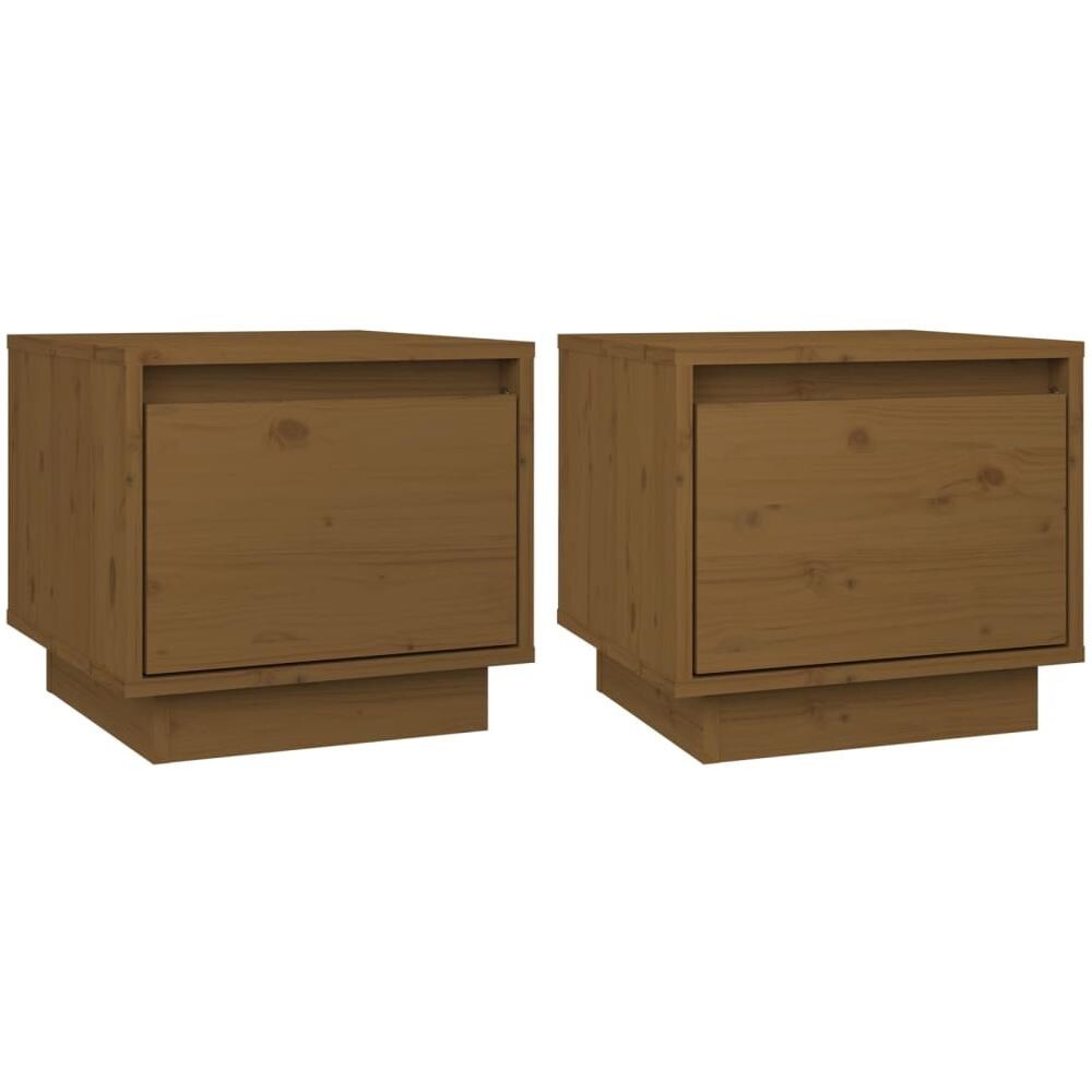 Comodini 2 Pz Miele 35x34x32 Cm In Legno Massello Di Pino - Foto 2