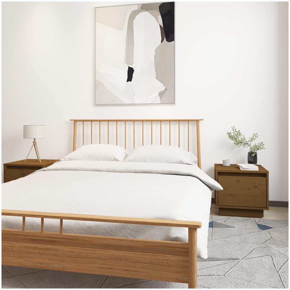 Comodini 2 Pz Miele 35x34x32 Cm In Legno Massello Di Pino - Foto 1