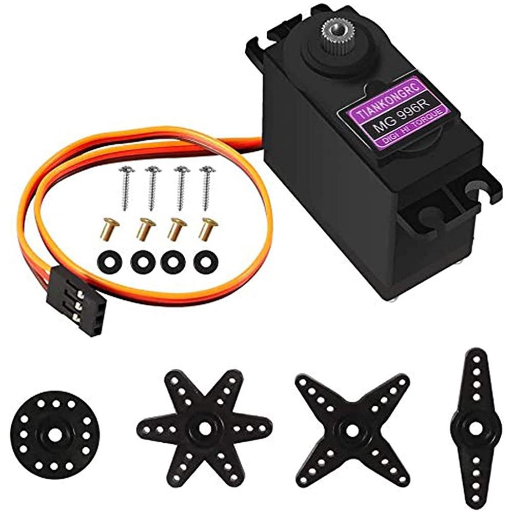 1 Pezzo Mg996r Torque Servo Motore Con Puleggia Metallo Per Rc Auto Barca Elicottero, Colore Nero - Foto 2