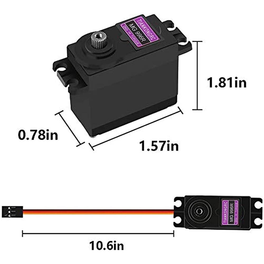 1 Pezzo Mg996r Torque Servo Motore Con Puleggia Metallo Per Rc Auto Barca Elicottero, Colore Nero - Foto 3