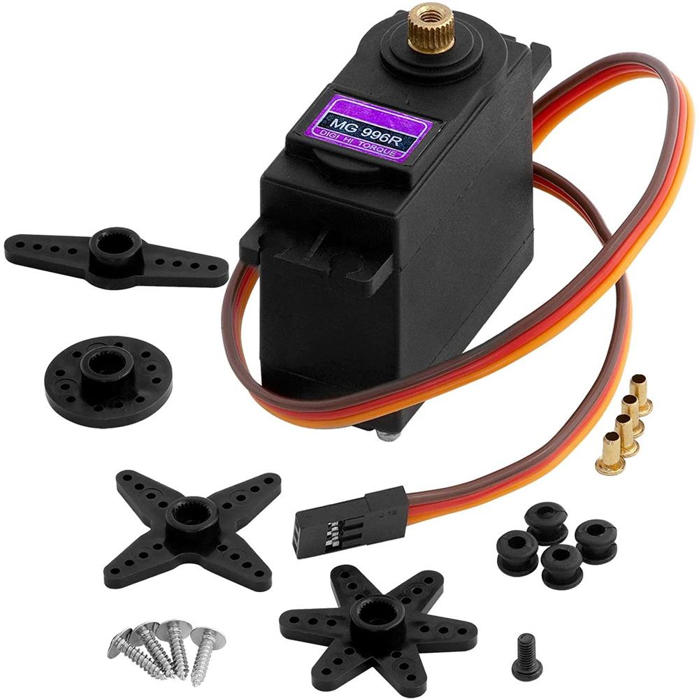 1 Pezzo Mg996r Torque Servo Motore Con Puleggia Metallo Per Rc Auto Barca Elicottero, Colore Nero - Foto 1