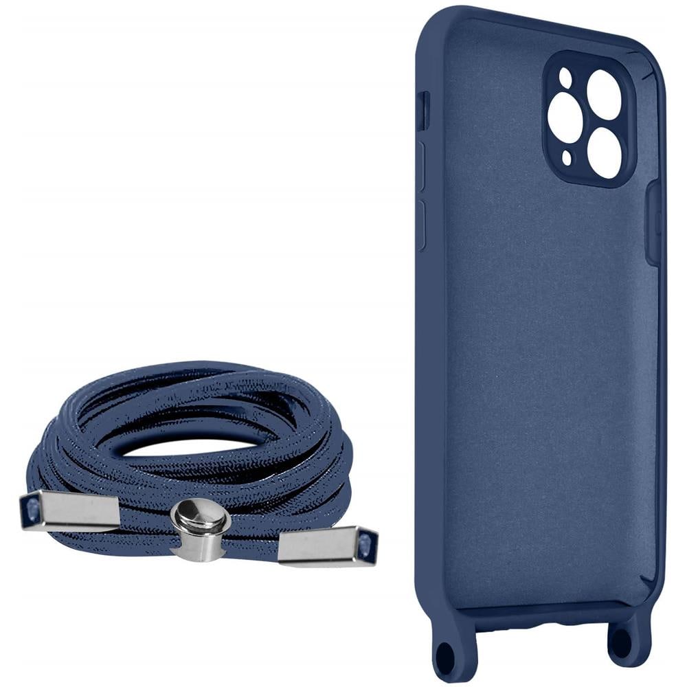 Cover Semirigida Per Iphone 11 Pro Cordino Nylon Intrecciato 80 Cm Blu - Foto 2