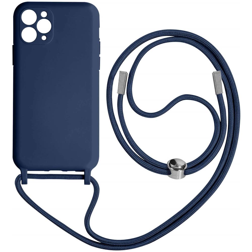 Cover Semirigida Per Iphone 11 Pro Cordino Nylon Intrecciato 80 Cm Blu - Foto 1