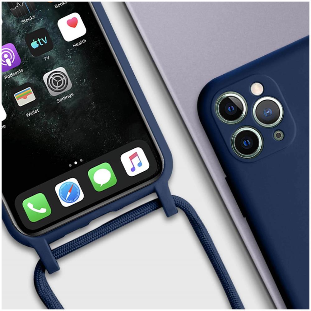 Cover Semirigida Per Iphone 11 Pro Cordino Nylon Intrecciato 80 Cm Blu - Foto 5