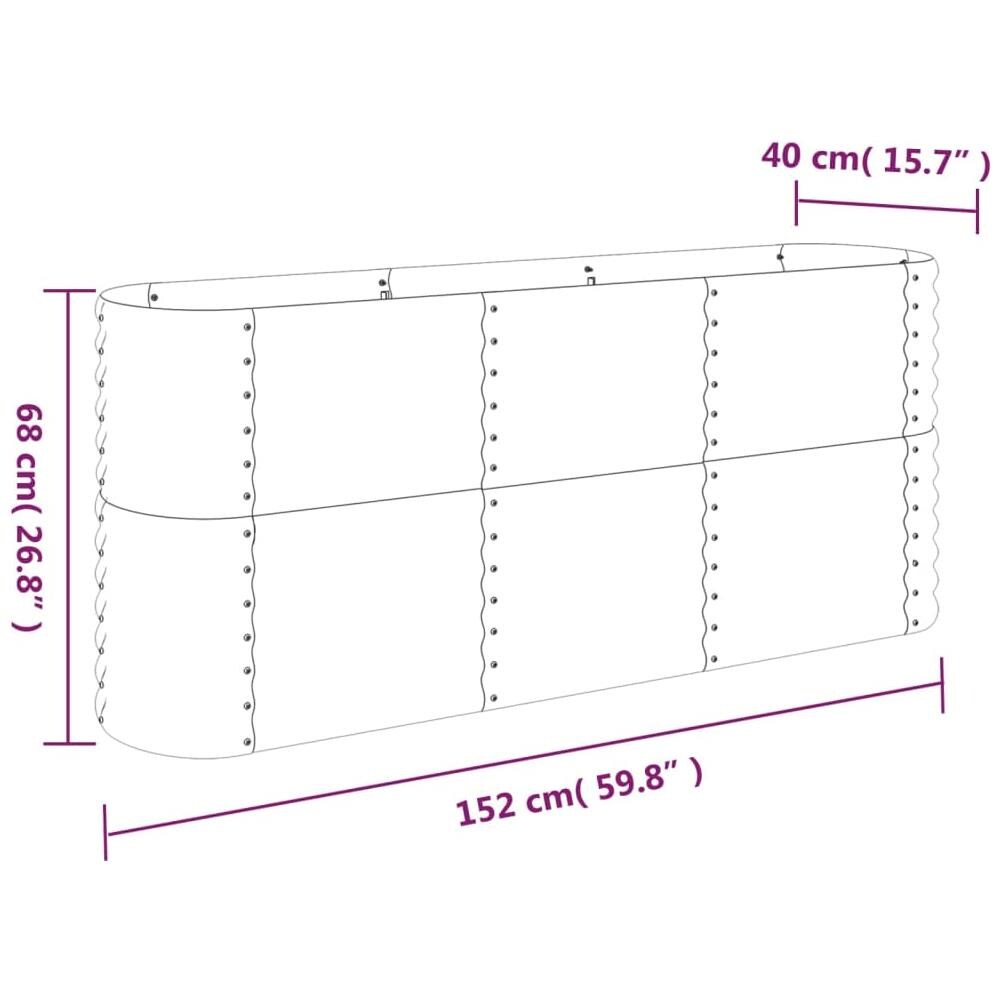 Vaso Giardino Acciaio Verniciato Polvere 152x40x68 Cm Antracite - Foto 5