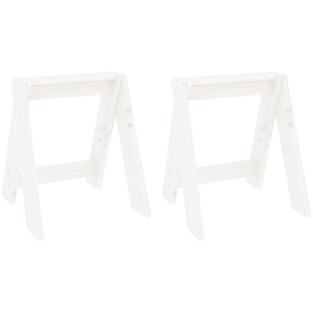 Sgabelli 2 Pz Bianchi 40x40x45 Cm In Legno Massello Di Pino - Foto 2