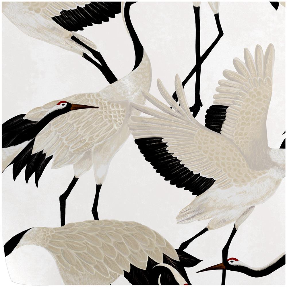 Carta Da Parati Aironi Bianchi In Fogli Di Vera Carta Vegana, Made In Italy, 200x280cm, 5,5mq - Foto 1