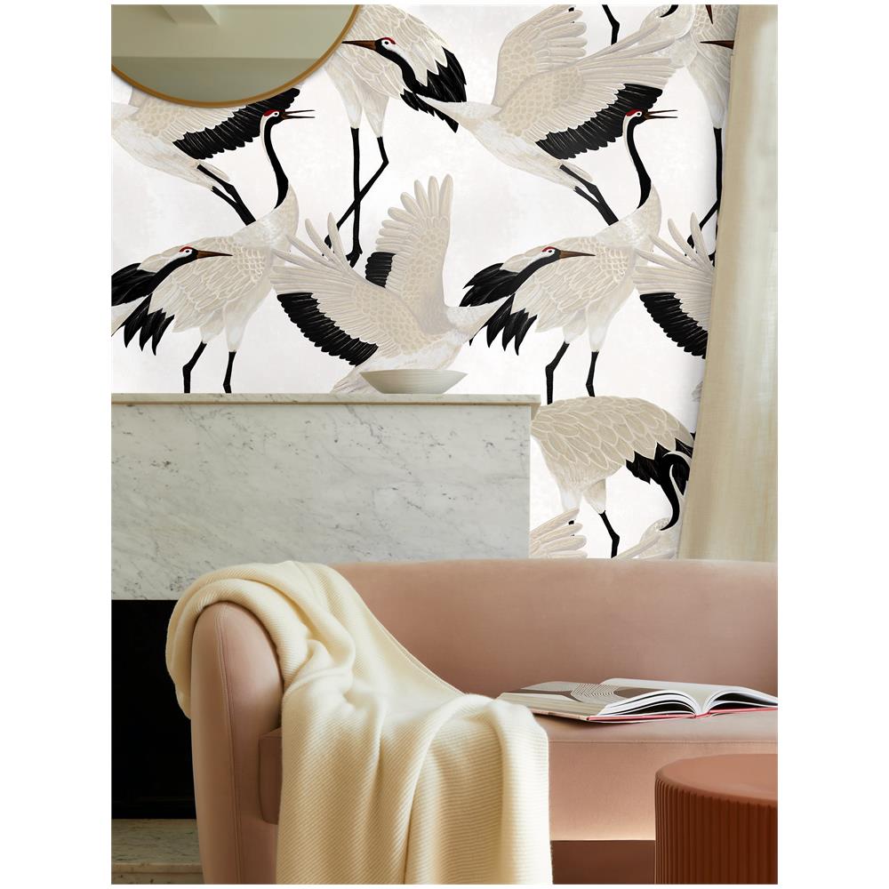 Carta Da Parati Aironi Bianchi In Fogli Di Vera Carta Vegana, Made In Italy, 200x280cm, 5,5mq - Foto 3
