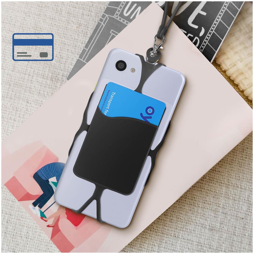 Cover Con Cordino Universale Per Smartphone Con Porta-carte Serie Neckpouch Nera - Foto 5