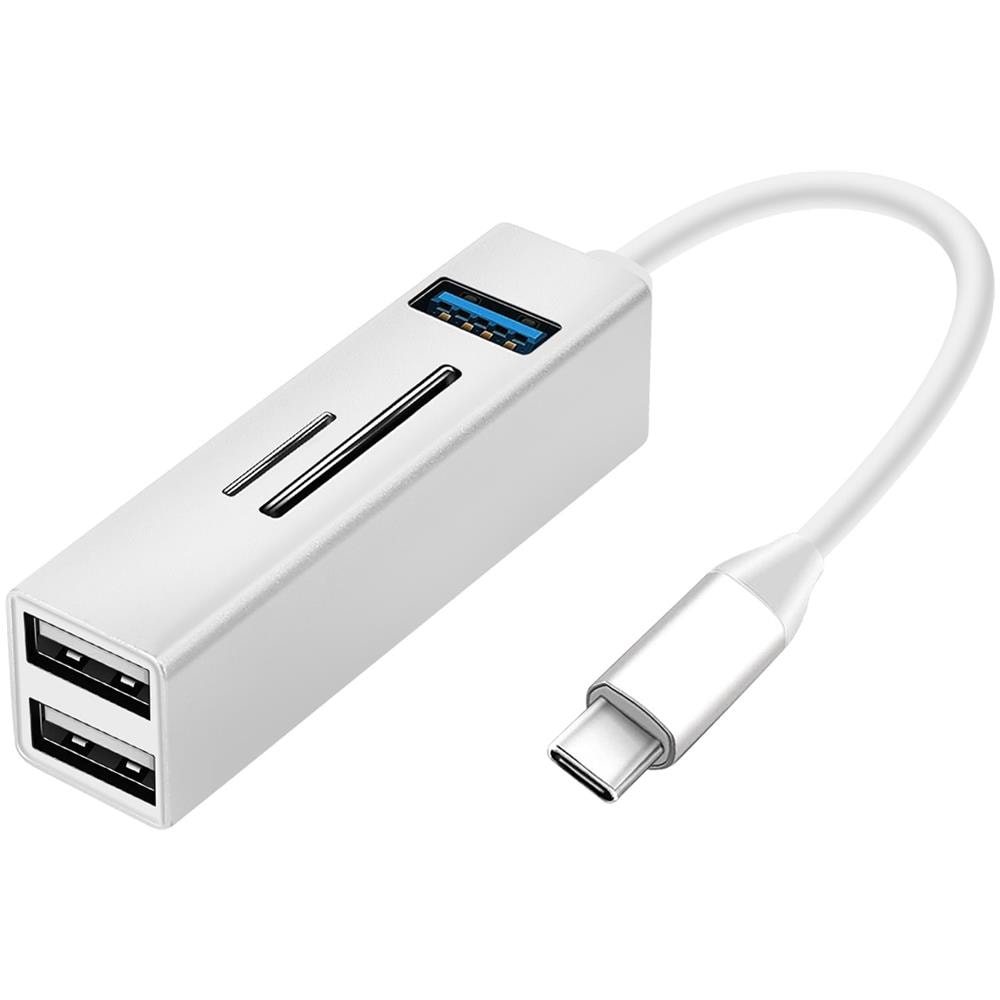 Hub Usb-c 5 In 1 3x Porte Usb Lettore Schede Sd / Micro-sd Argento - Foto 1