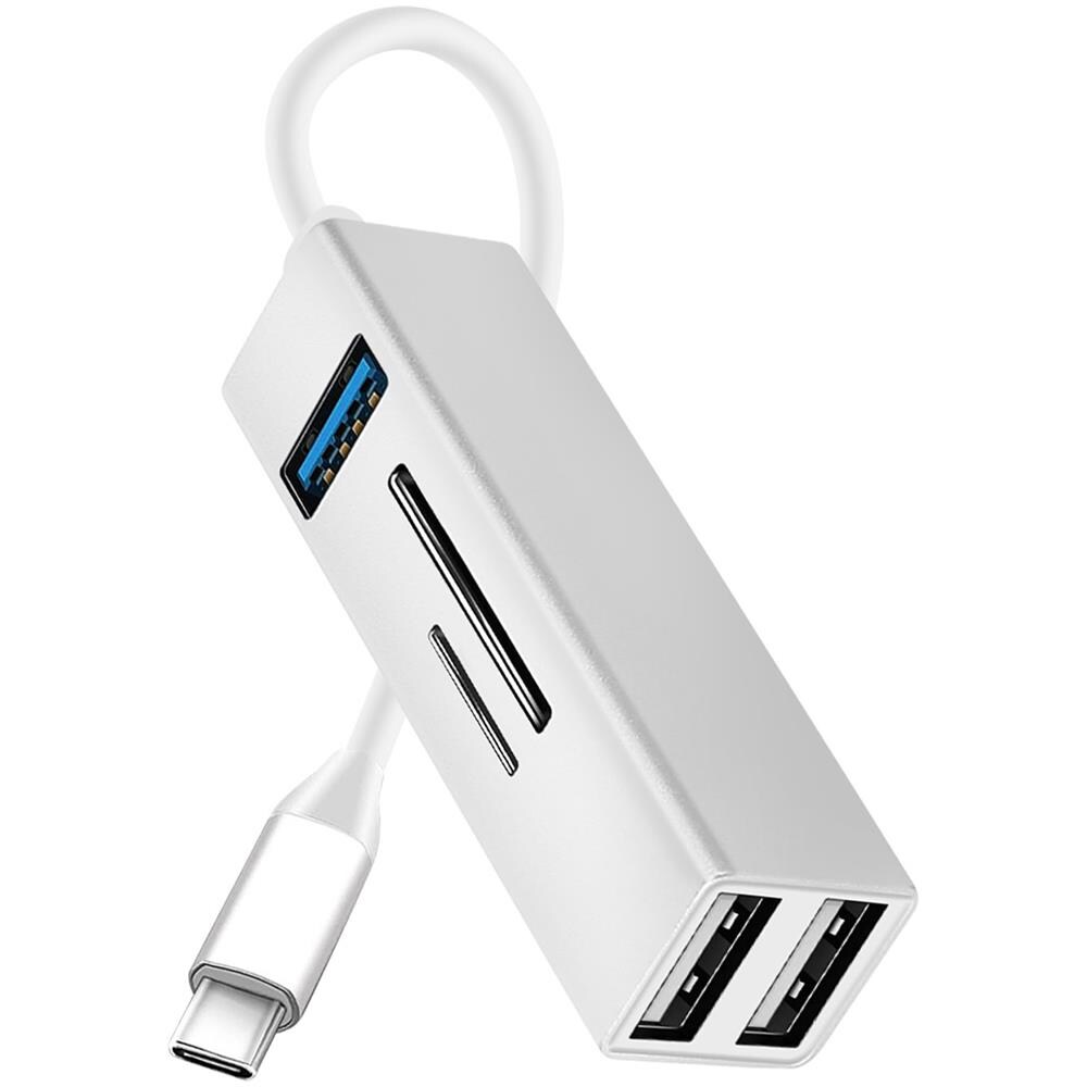 Hub Usb-c 5 In 1 3x Porte Usb Lettore Schede Sd / Micro-sd Argento - Foto 5