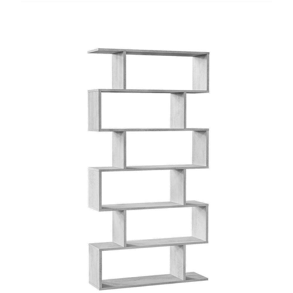 Libreria Joliet, Mobile Portalibri Alta Bifacciale, Scaffale Divisorio Con 5 Ripiani, Scaffale Da Ufficio Moderno, 80x24h192 Cm, Grigio Cemento - Foto 2