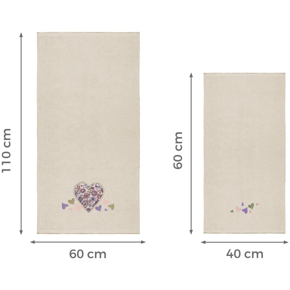 Set Asciugamano Copiola Salvietta Bagno Spugna 100% Cotone Mary Cuori Copiola Panna - Foto 5