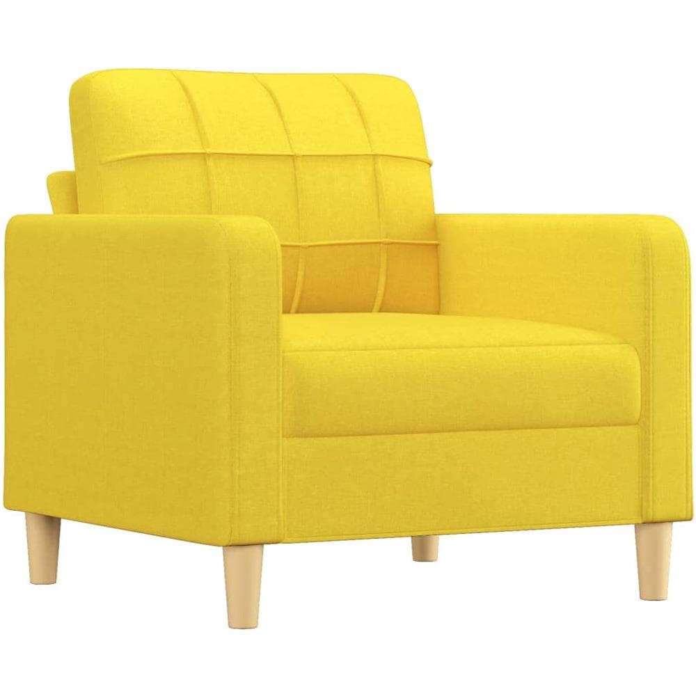 Set Di Divani 3 Pz Con Cuscini Giallo Chiaro In Tessuto - Foto 3