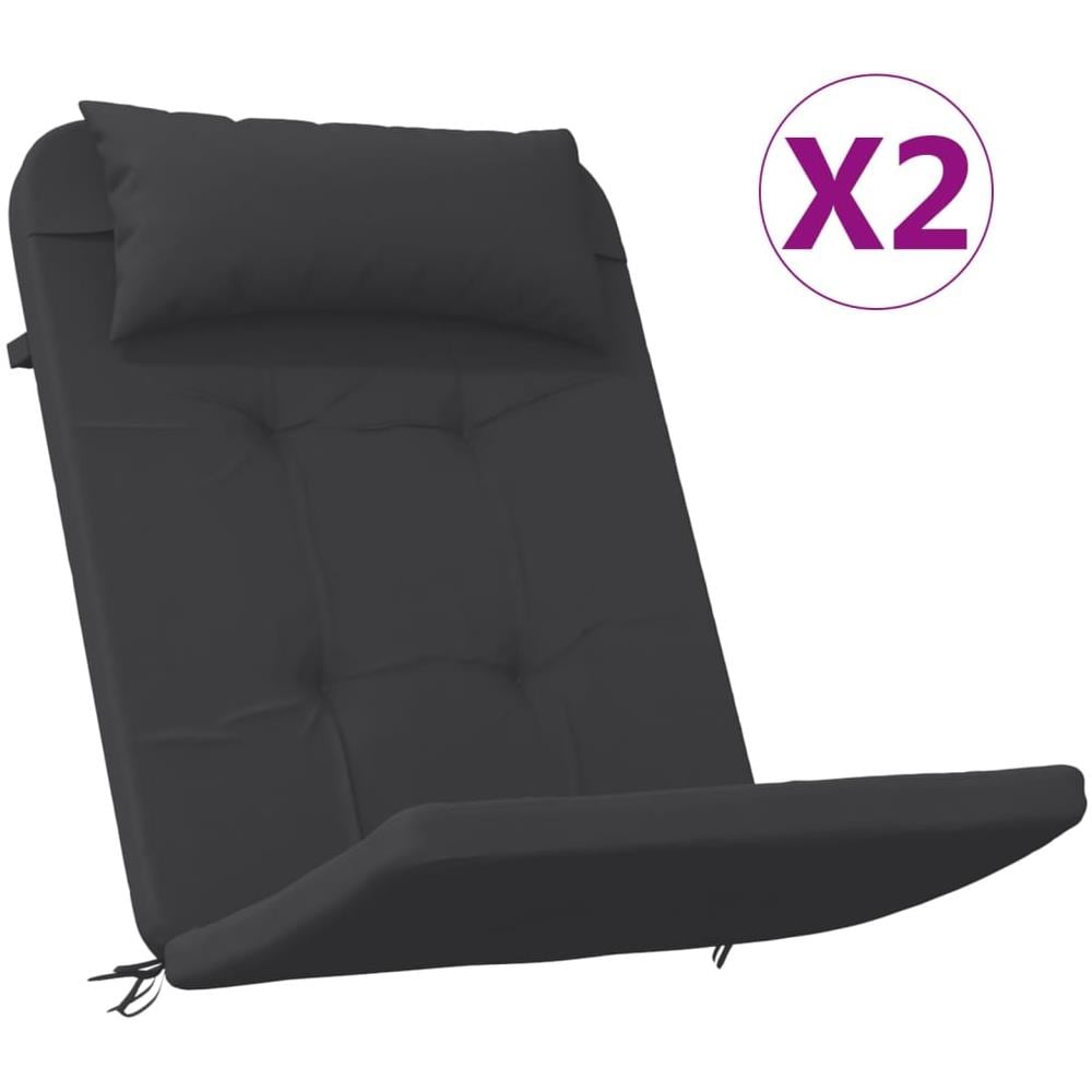 Cuscini Per Sedia Adirondack 2 Pz Neri In Tessuto Oxford - Foto 2
