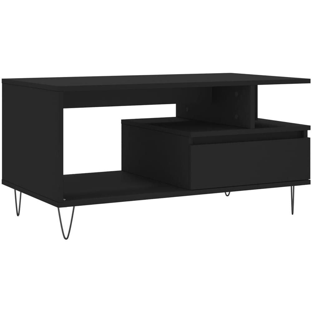 Tavolino Da Salotto Nero 90x49x45 Cm In Legno Multistrato - Foto 2