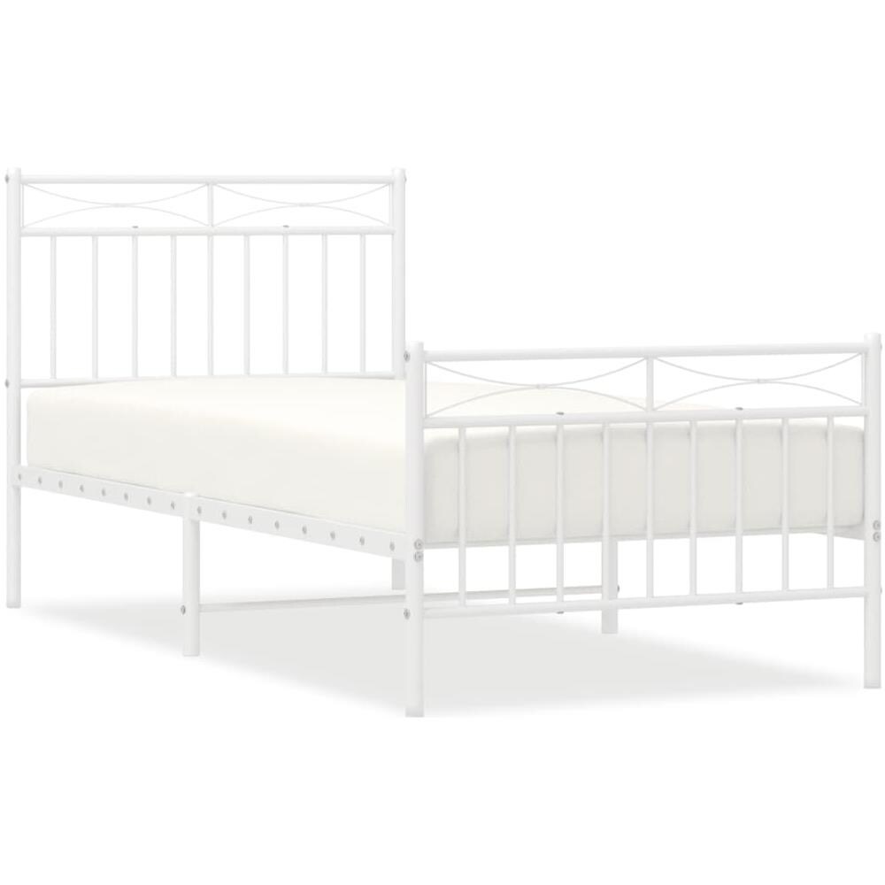 Giroletto Con Testiera E Pediera Metallo Bianco 90x190 Cm - Foto 2