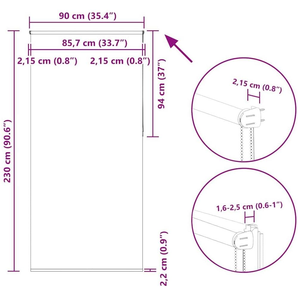 Tenda a Rullo Oscurante 90x230 cm Larghezza Tessuto 85,7 cm - Foto 10