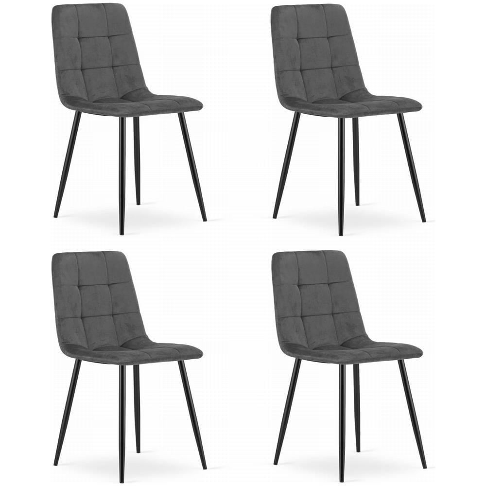 Sedia PYRA in velluto grigio scuro, design moderno x4 - Foto 1