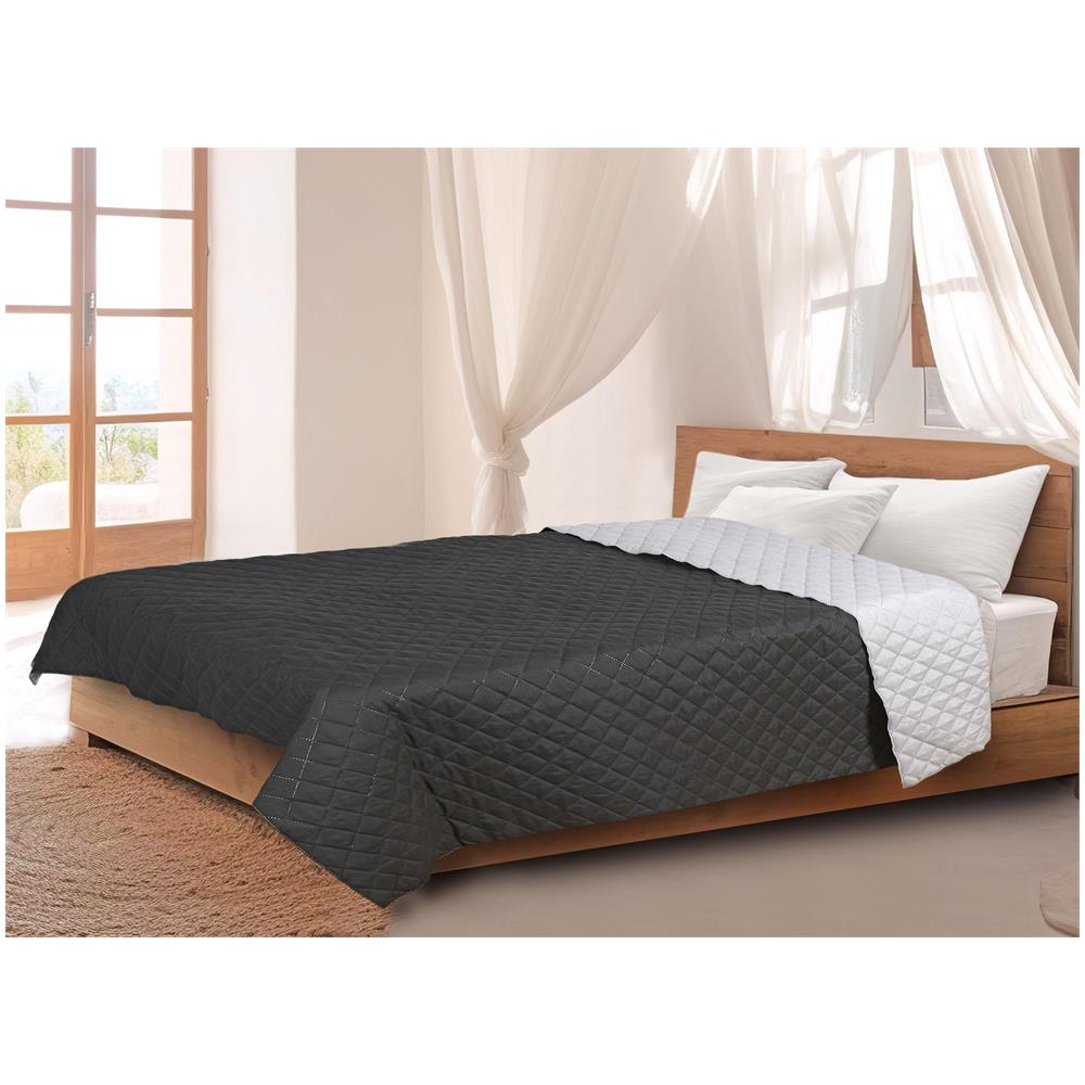 Copriletto 160x200 cm Ultrasonic Grigio e Nero, Copertura Resistente - Foto 3